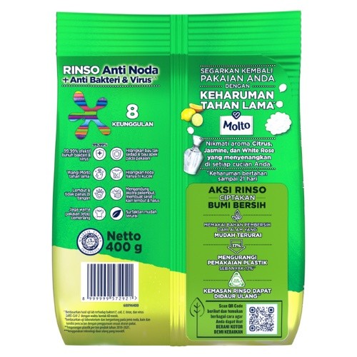 RINSO BUBUK ANTI NODA + MOLTO CLASSIC FRESH 400 GR – 2
