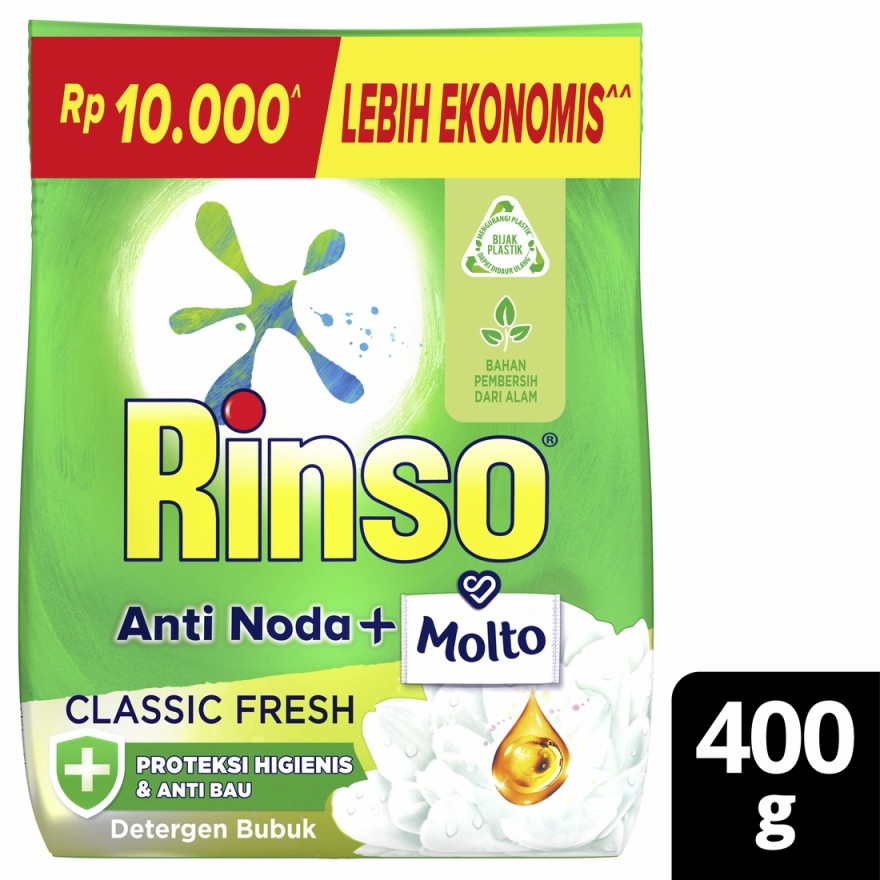 RINSO BUBUK ANTI NODA + MOLTO CLASSIC FRESH 400 GR - 6