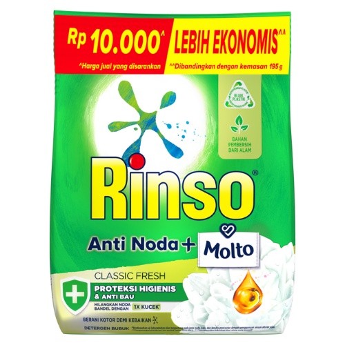RINSO BUBUK ANTI NODA + MOLTO CLASSIC FRESH 400 GR